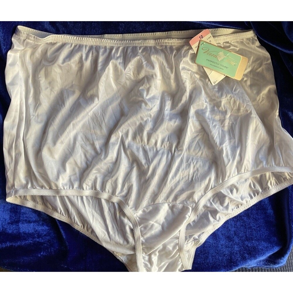 Vintage NWT Vanity Fair Nylon Panties Briefs Sz 10 White 15812 Sissy